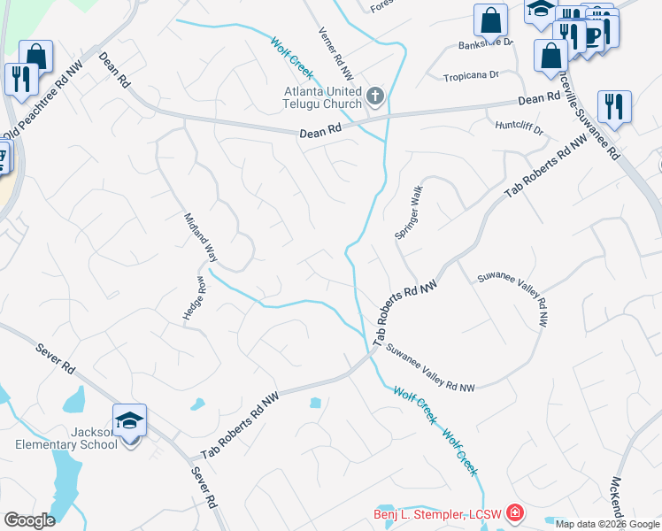 map of restaurants, bars, coffee shops, grocery stores, and more near 900 Wolf Springs Cove in Lawrenceville