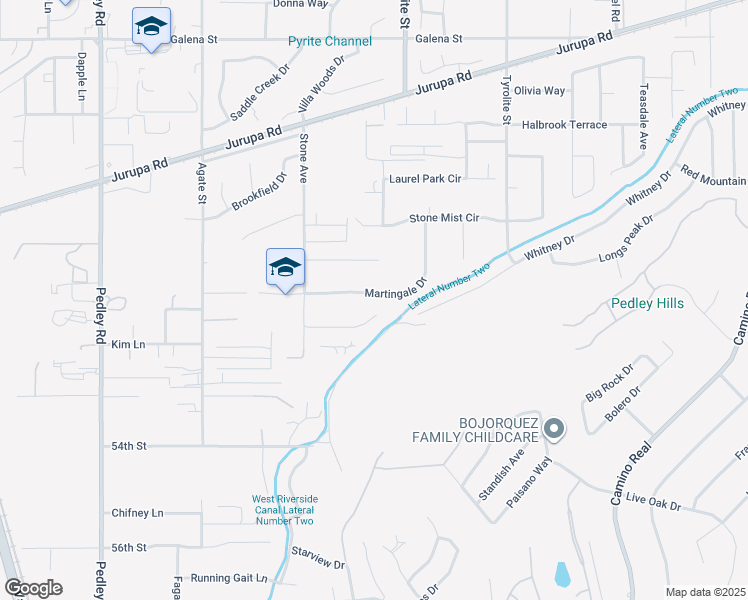 map of restaurants, bars, coffee shops, grocery stores, and more near 8134 Martingale Drive in Riverside