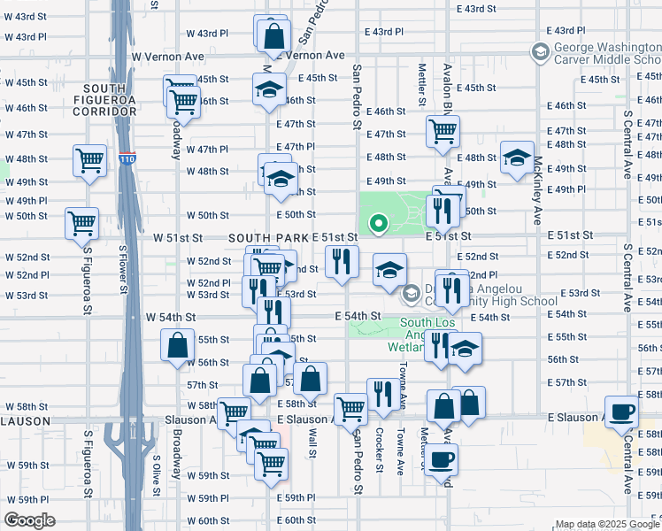 map of restaurants, bars, coffee shops, grocery stores, and more near in Los Angeles