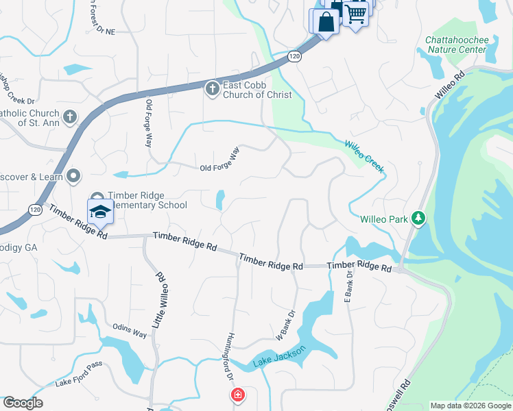 map of restaurants, bars, coffee shops, grocery stores, and more near 1822 Baldwin Farms Drive in Marietta