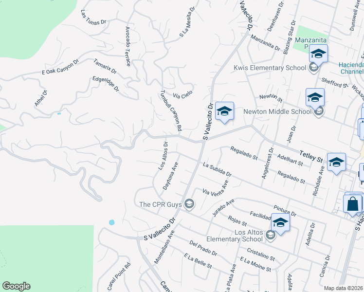 map of restaurants, bars, coffee shops, grocery stores, and more near 2508 Terry Lynn Lane in Hacienda Heights