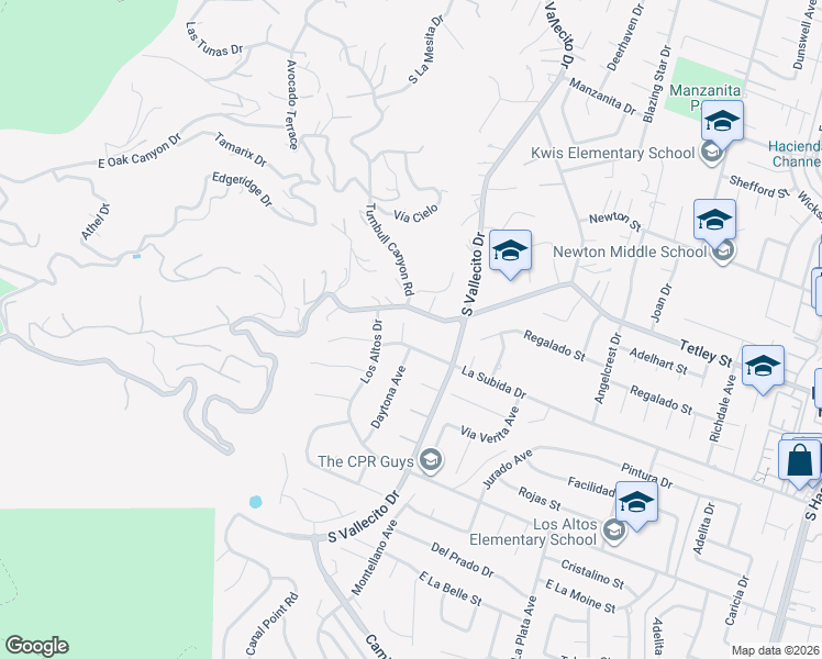 map of restaurants, bars, coffee shops, grocery stores, and more near 2508 Terry Lynn Lane in Hacienda Heights