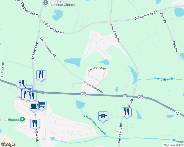 map of restaurants, bars, coffee shops, grocery stores, and more near 313 Misty Spring Court in Lexington