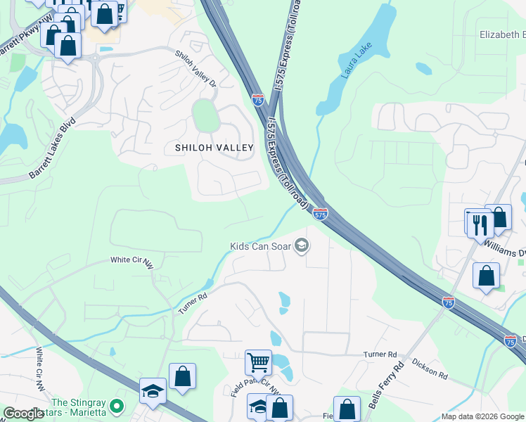 map of restaurants, bars, coffee shops, grocery stores, and more near 346 Morgans Creek Court Northwest in Kennesaw