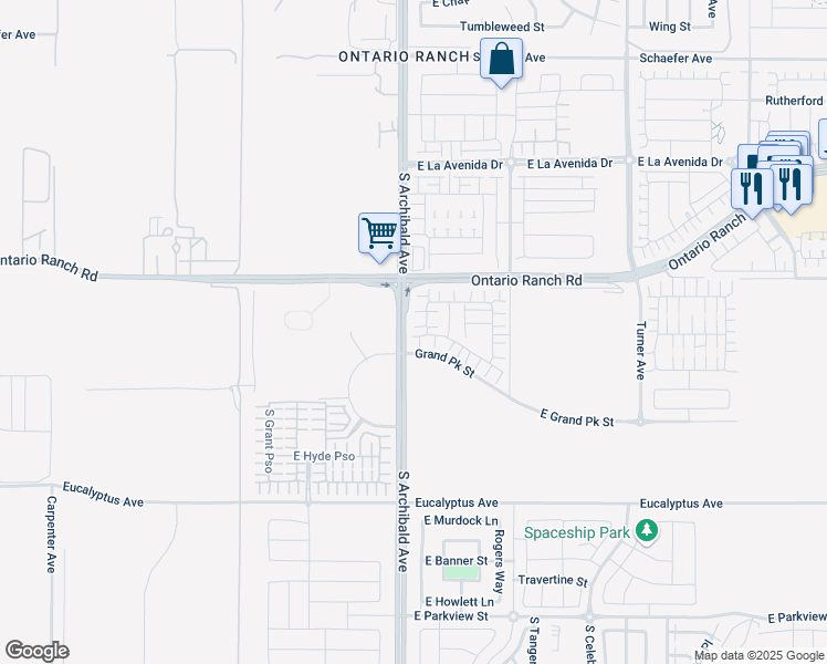 map of restaurants, bars, coffee shops, grocery stores, and more near Carlton Privado in Ontario