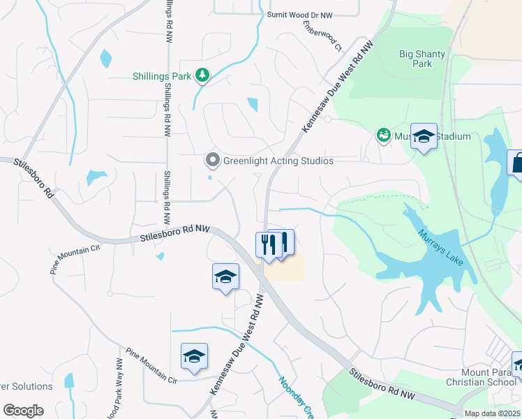 map of restaurants, bars, coffee shops, grocery stores, and more near 1756 Mountain Oak Road Northwest in Kennesaw