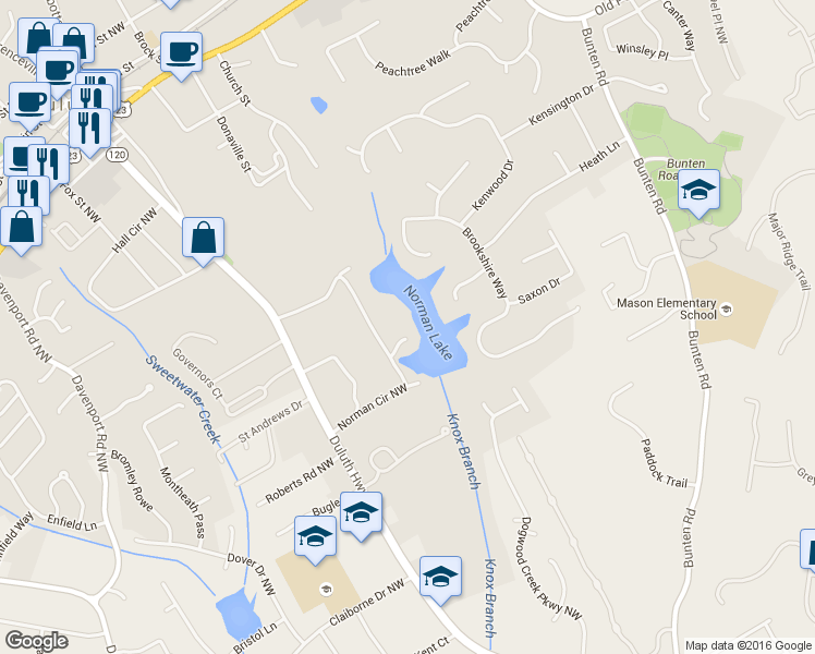 map of restaurants, bars, coffee shops, grocery stores, and more near 3146 Lake View Drive Northwest in Duluth