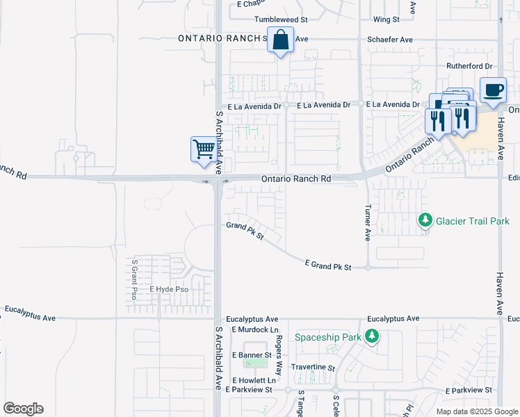 map of restaurants, bars, coffee shops, grocery stores, and more near in Ontario