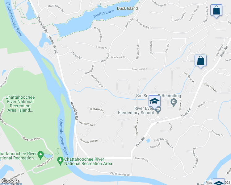 map of restaurants, bars, coffee shops, grocery stores, and more near 1595 Northcliff Trce in Roswell