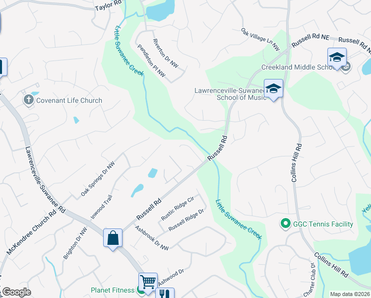map of restaurants, bars, coffee shops, grocery stores, and more near 1690 Reynolds Mill Drive Northwest in Lawrenceville