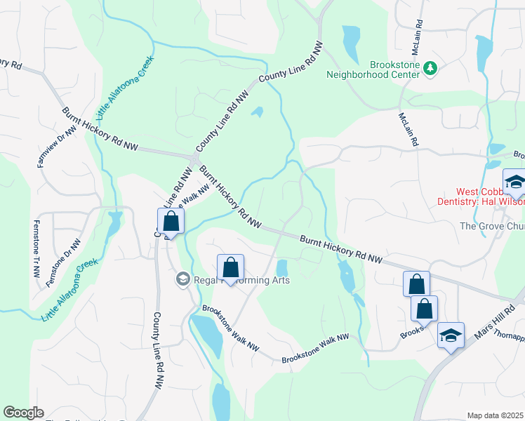 map of restaurants, bars, coffee shops, grocery stores, and more near in Acworth