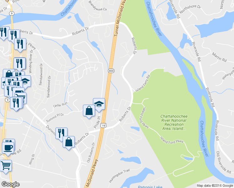 map of restaurants, bars, coffee shops, grocery stores, and more near 8834 Long Beach Circle in Atlanta