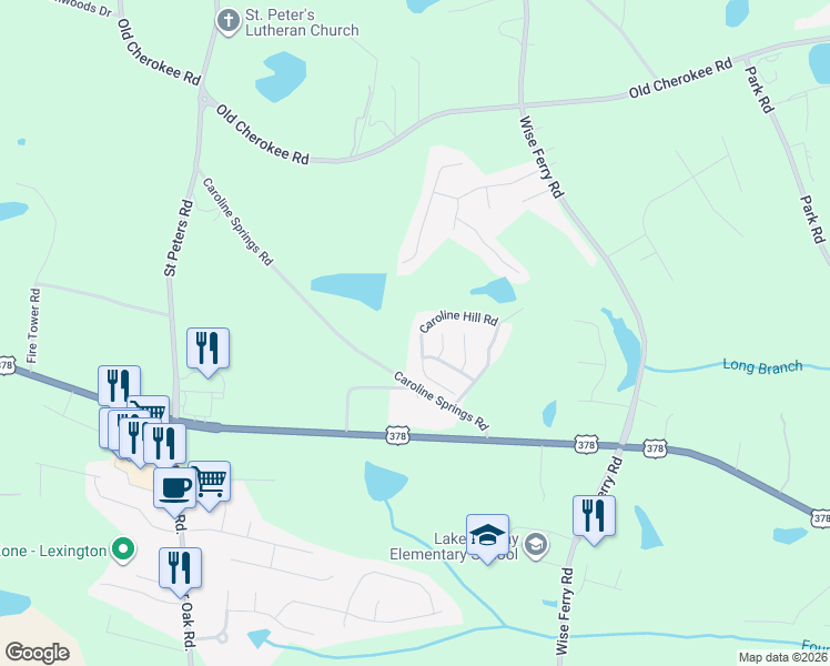 map of restaurants, bars, coffee shops, grocery stores, and more near 260 Caroline Hill Road in Lexington