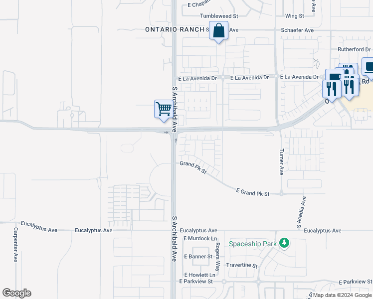map of restaurants, bars, coffee shops, grocery stores, and more near in Ontario