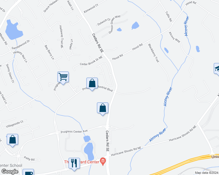 map of restaurants, bars, coffee shops, grocery stores, and more near 1712 Weatherbrook Circle in Lawrenceville