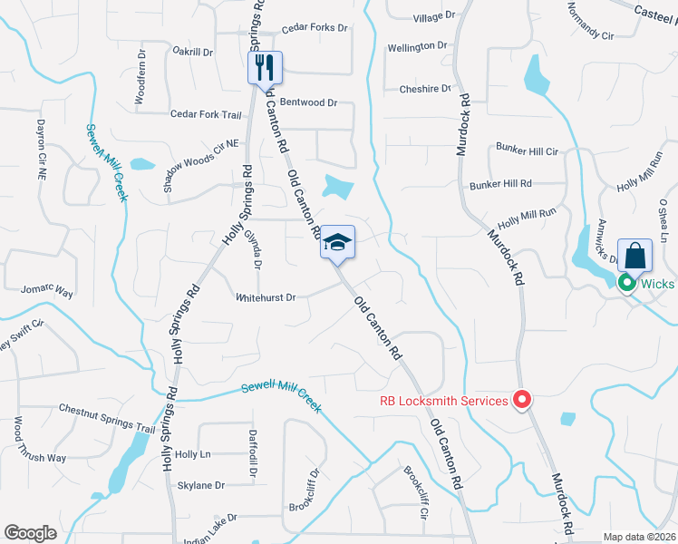 map of restaurants, bars, coffee shops, grocery stores, and more near in Marietta