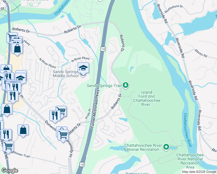 map of restaurants, bars, coffee shops, grocery stores, and more near 8834 Long Beach Circle in Atlanta