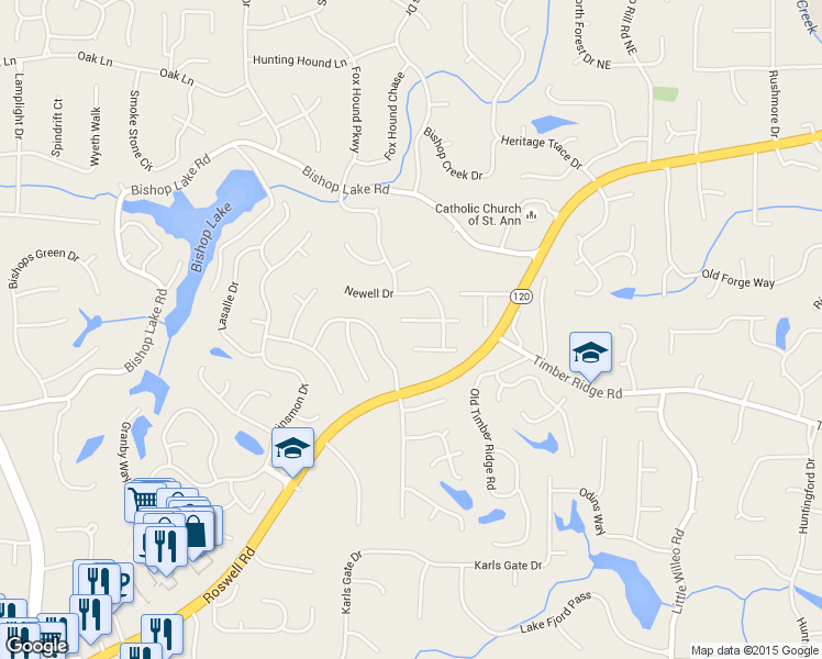 map of restaurants, bars, coffee shops, grocery stores, and more near 4794 Converse Court in Marietta