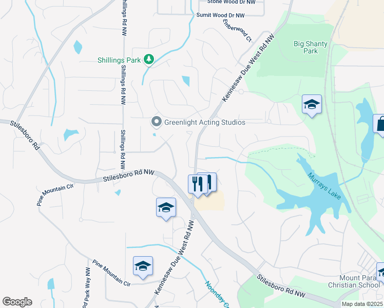 map of restaurants, bars, coffee shops, grocery stores, and more near 1758 Mountain Oak Road Northwest in Kennesaw