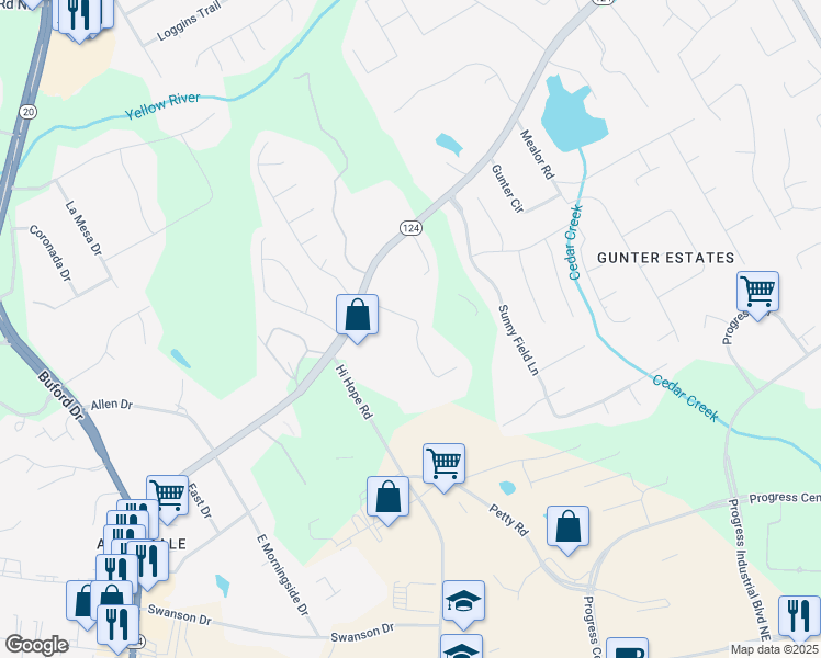 map of restaurants, bars, coffee shops, grocery stores, and more near 1006 Pinbrook Drive in Lawrenceville