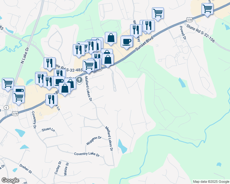map of restaurants, bars, coffee shops, grocery stores, and more near 200 Wellmore Drive in Lexington