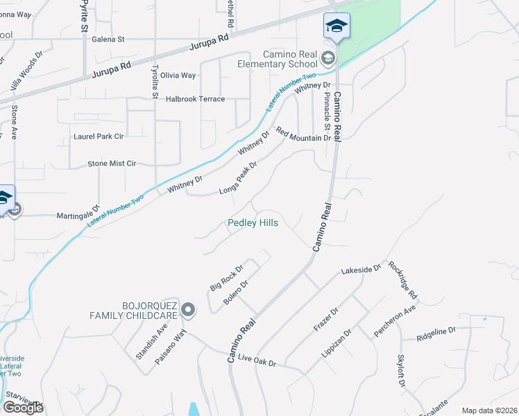 map of restaurants, bars, coffee shops, grocery stores, and more near 5134 Calle Zafiro in Riverside