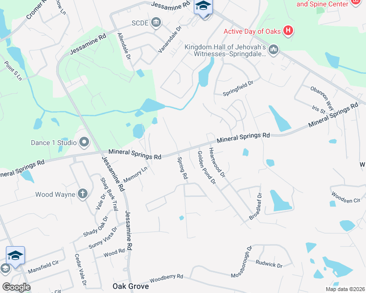 map of restaurants, bars, coffee shops, grocery stores, and more near 4005 Mineral Springs Road in Lexington