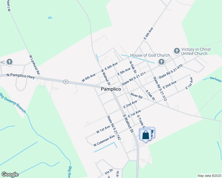 map of restaurants, bars, coffee shops, grocery stores, and more near in Pamplico