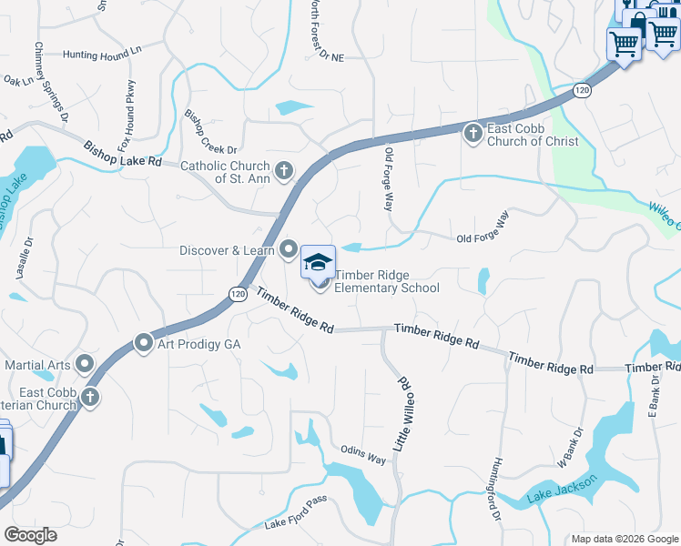 map of restaurants, bars, coffee shops, grocery stores, and more near 1823 Shelburne Ridge in Marietta