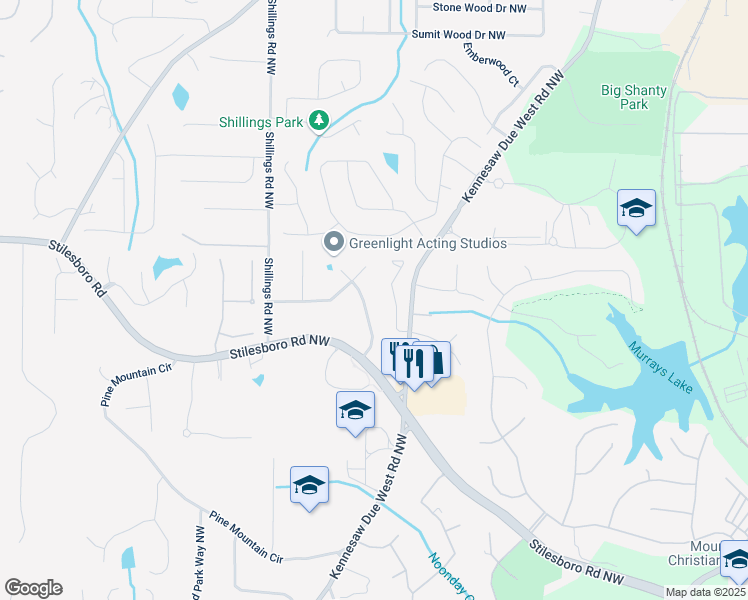 map of restaurants, bars, coffee shops, grocery stores, and more near 1722 Johnston Trail Northwest in Kennesaw