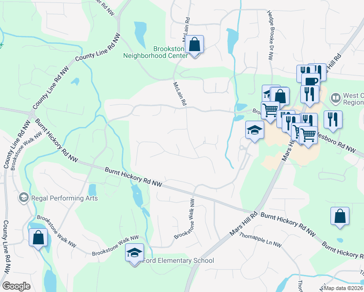 map of restaurants, bars, coffee shops, grocery stores, and more near 1604 Grandwood Knolls in Acworth