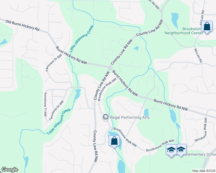 map of restaurants, bars, coffee shops, grocery stores, and more near 5882 Brookstone Walk Northwest in Acworth