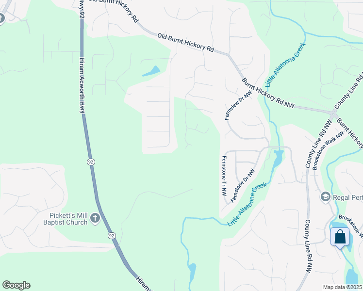 map of restaurants, bars, coffee shops, grocery stores, and more near 16 Dovecrest Way in Acworth