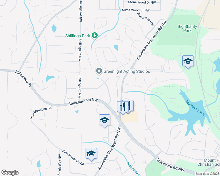 map of restaurants, bars, coffee shops, grocery stores, and more near 1722 Johnston Trail Northwest in Kennesaw