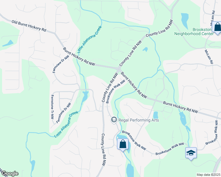 map of restaurants, bars, coffee shops, grocery stores, and more near 5881 Brookstone Walk Northwest in Acworth