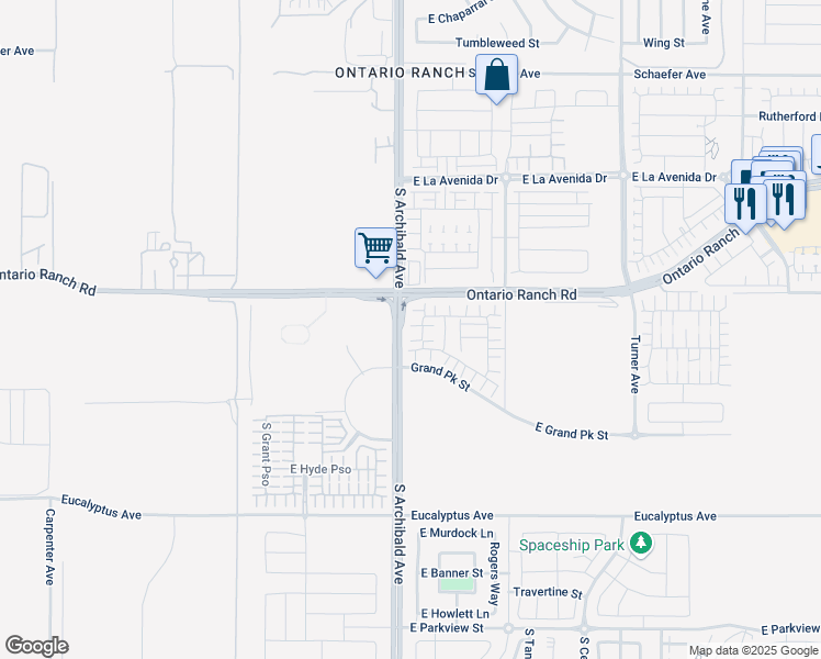 map of restaurants, bars, coffee shops, grocery stores, and more near Carlton Privado in Ontario