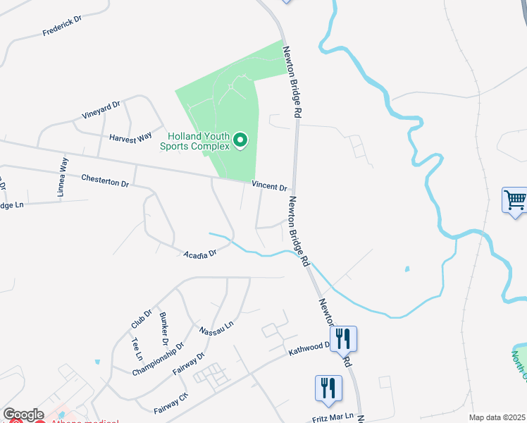 map of restaurants, bars, coffee shops, grocery stores, and more near 117 Deer Creek Drive in Athens