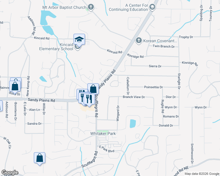 map of restaurants, bars, coffee shops, grocery stores, and more near 2228 Carefree Circle in Marietta