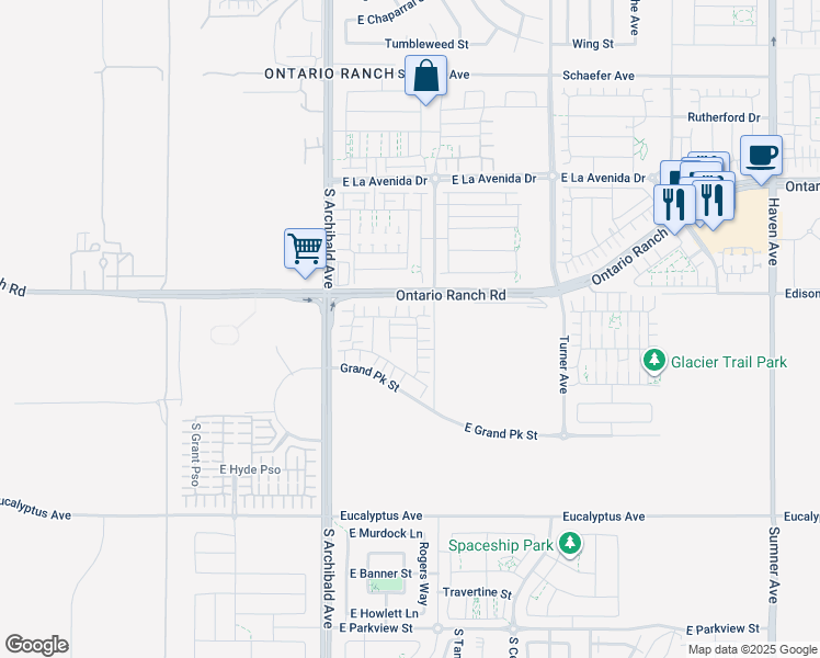map of restaurants, bars, coffee shops, grocery stores, and more near Carlton Privado in Ontario