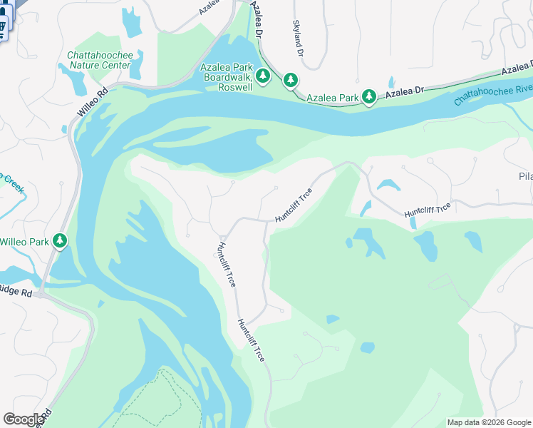 map of restaurants, bars, coffee shops, grocery stores, and more near 9265 Huntcliff Trace in Atlanta