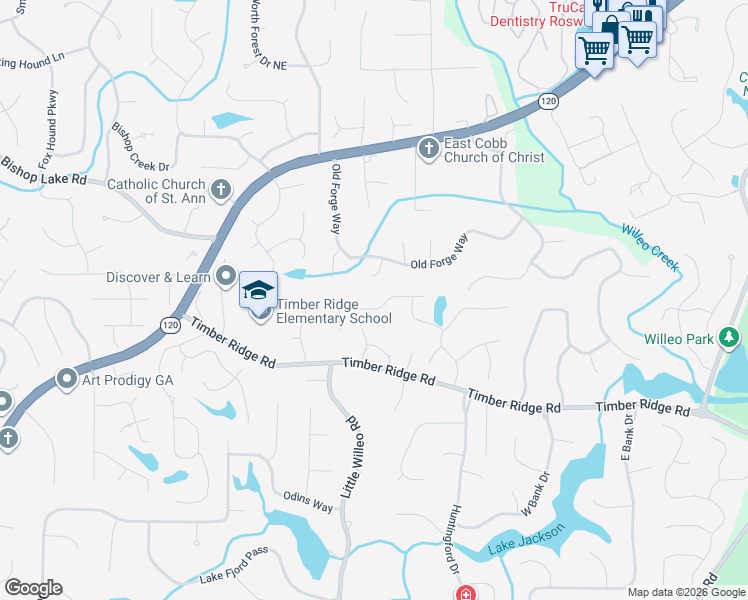 map of restaurants, bars, coffee shops, grocery stores, and more near 5188 Baldwin Terrace in Marietta
