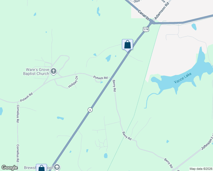 map of restaurants, bars, coffee shops, grocery stores, and more near Highway 6 in Cedartown