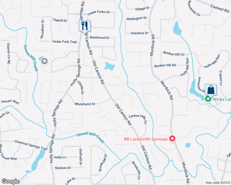 map of restaurants, bars, coffee shops, grocery stores, and more near in Marietta