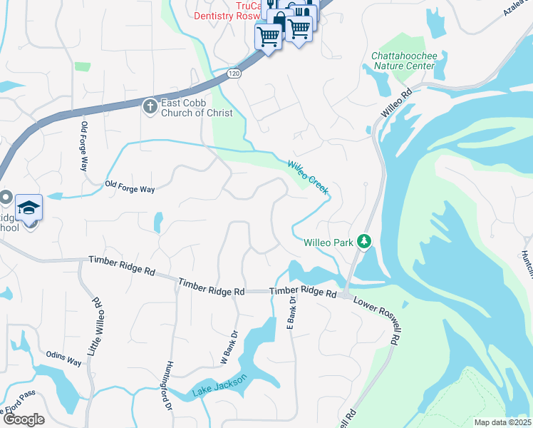 map of restaurants, bars, coffee shops, grocery stores, and more near 1949 Willeo Creek Point in Marietta