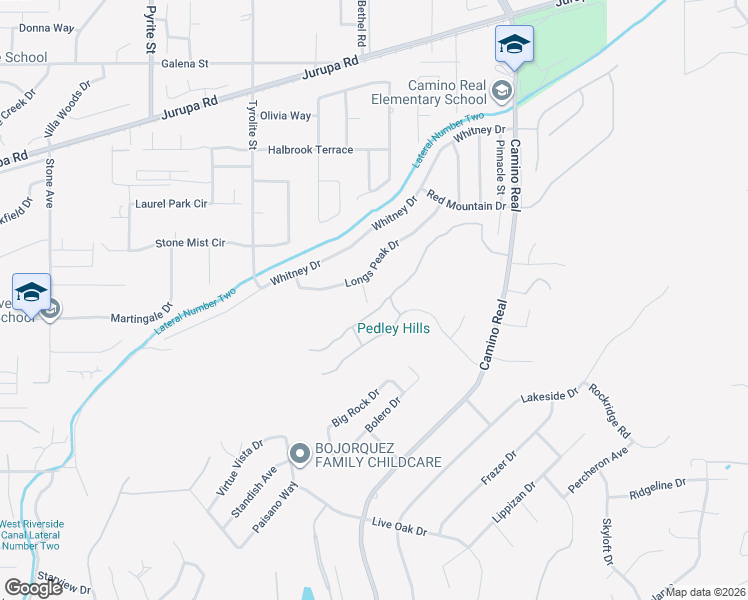 map of restaurants, bars, coffee shops, grocery stores, and more near 5062 Pikes Court in Riverside