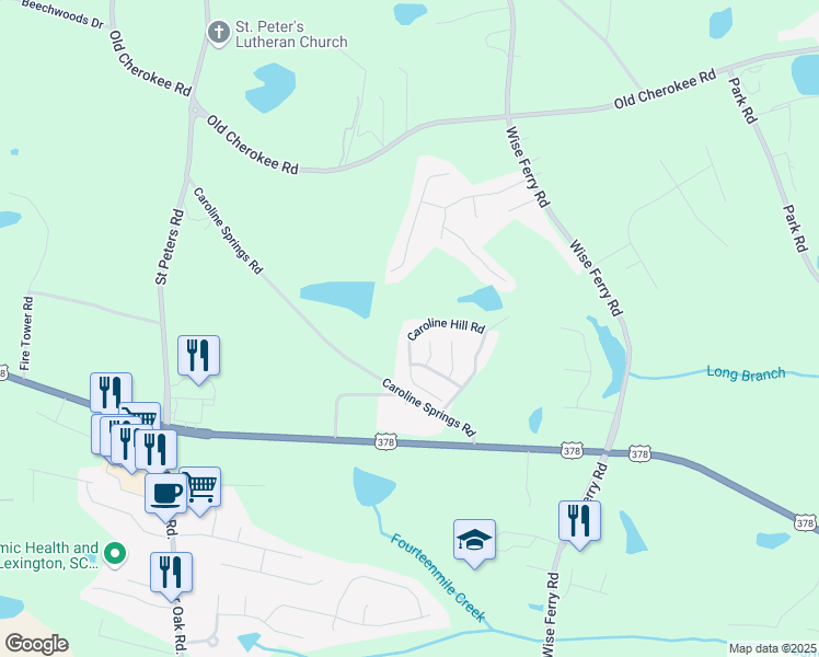 map of restaurants, bars, coffee shops, grocery stores, and more near 252 Caroline Hill Road in Lexington