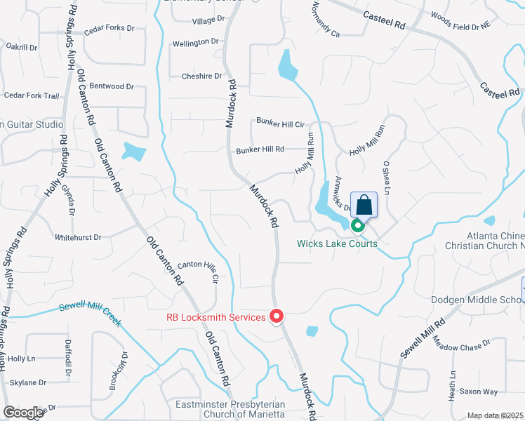 map of restaurants, bars, coffee shops, grocery stores, and more near 1881 Murdock Road in Marietta