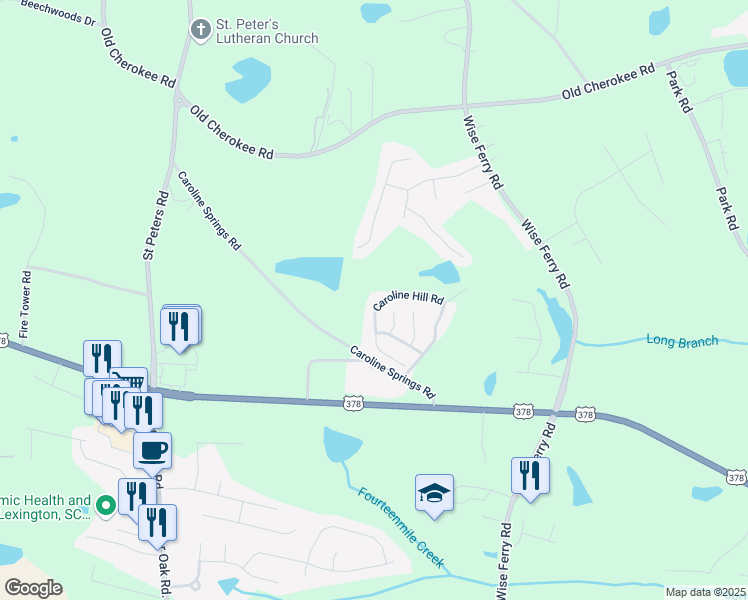 map of restaurants, bars, coffee shops, grocery stores, and more near 252 Caroline Hill Road in Lexington