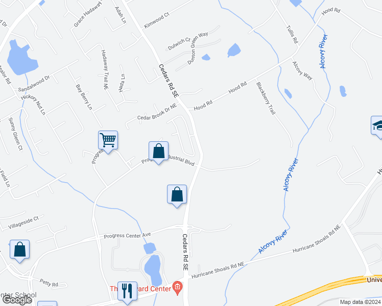 map of restaurants, bars, coffee shops, grocery stores, and more near 1647 Weatherbrook Circle in Lawrenceville