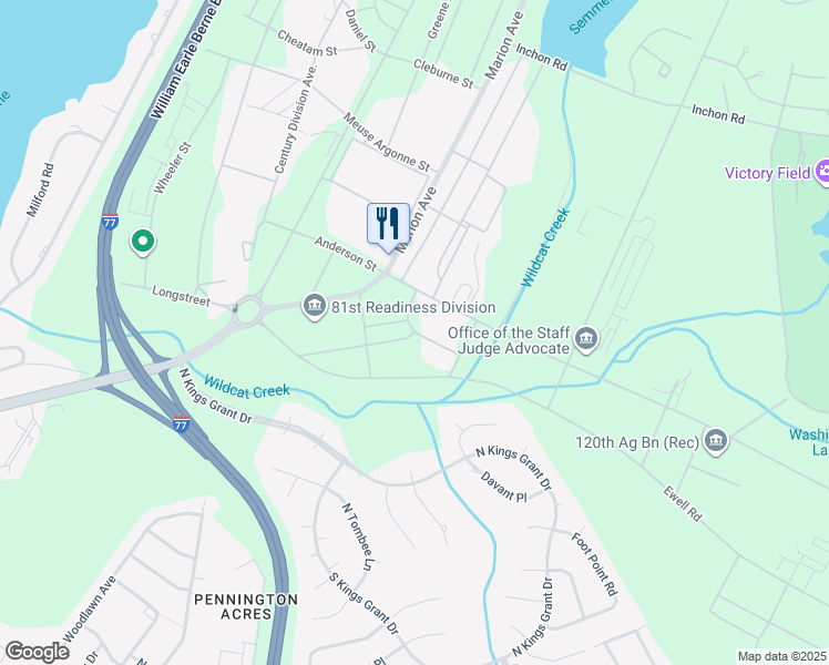 map of restaurants, bars, coffee shops, grocery stores, and more near Hall Street in Columbia